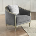 Acme LV04822 Fernando grey chenille fabric champagne finish wood accent chair