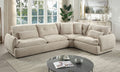 Acme LV04840 3 pc Jonina beige chenille fabric 127" modern low rise sectional sofa with chaise and pillows