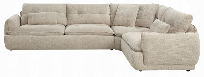 Acme LV04840 3 pc Jonina beige chenille fabric 127" modern low rise sectional sofa with chaise and pillows