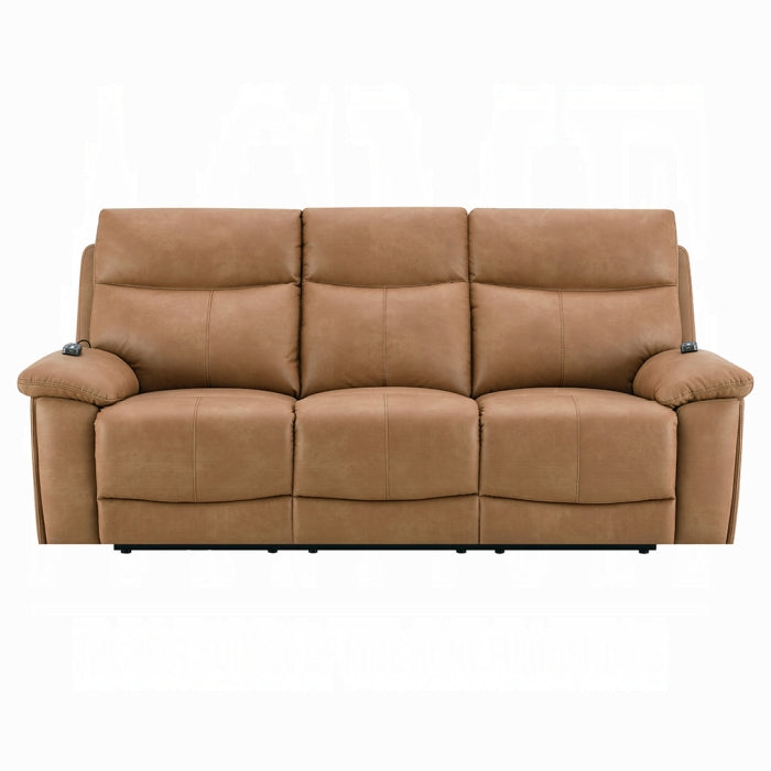 Acme LV05870-71  2 pc Chavis brown faux leather sofa and love seat set power motion recliner ends and power headrests