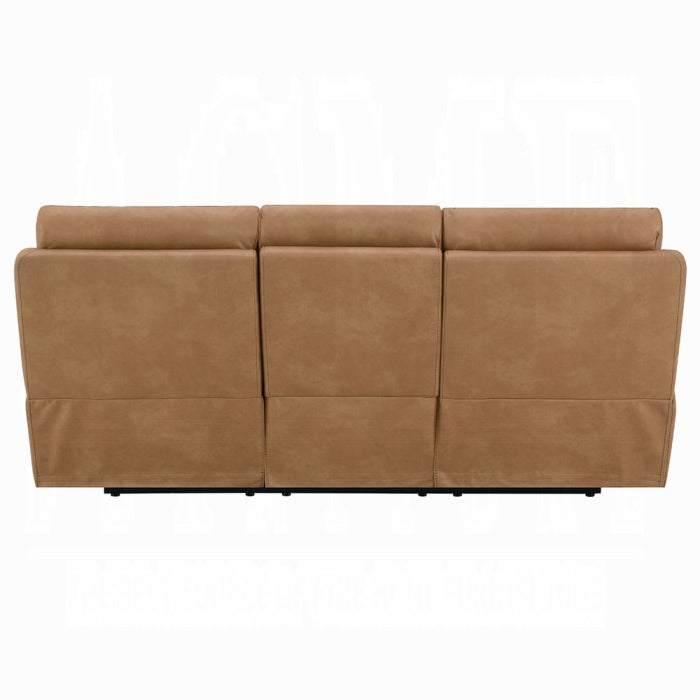 Acme LV05870-71  2 pc Chavis brown faux leather sofa and love seat set power motion recliner ends and power headrests