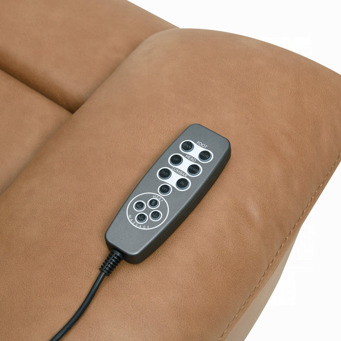 Acme LV05870-71  2 pc Chavis brown faux leather sofa and love seat set power motion recliner ends and power headrests
