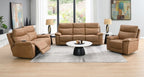 Acme LV05870-71  2 pc Chavis brown faux leather sofa and love seat set power motion recliner ends and power headrests