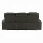 Acme LV06230-31  2 pc Taddeo dark grey faux leather sofa and love seat set power motion recliner ends and power headrests drop down table