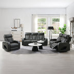 Acme LV06230-31  2 pc Taddeo dark grey faux leather sofa and love seat set power motion recliner ends and power headrests drop down table