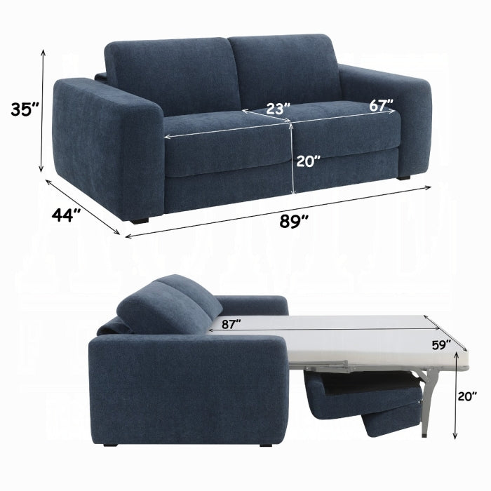 Chesney Dark Blue Chenille Fabric Sleeper Sofa Bed – LV07065