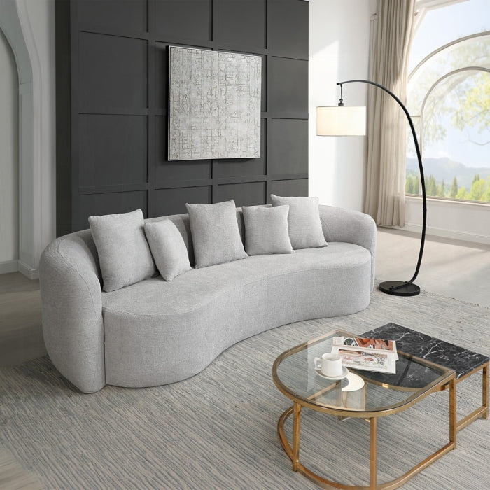 Barasa Grey Fabric Compressed Sofa with Curved back and arms – LV07150