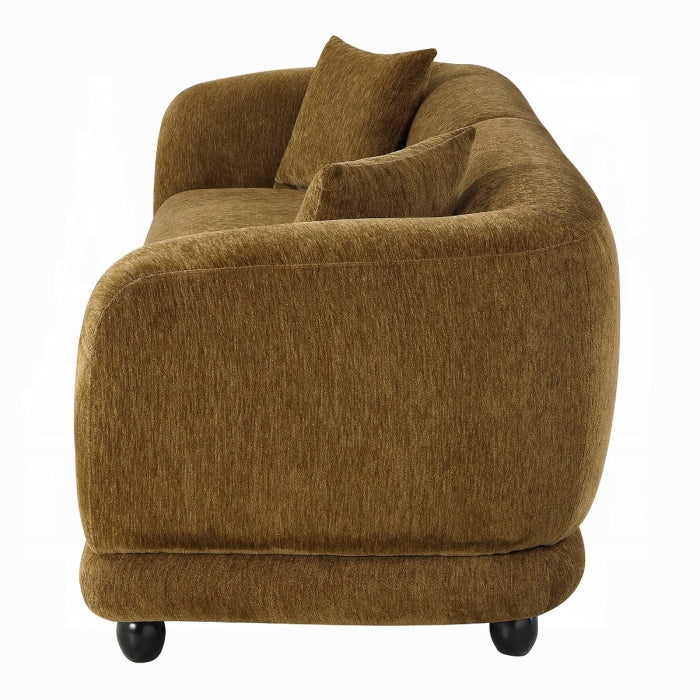 Acme Lennox Brown Chenille Fabric Rounded Back Sofa and Love Seat Set – LV07530-31