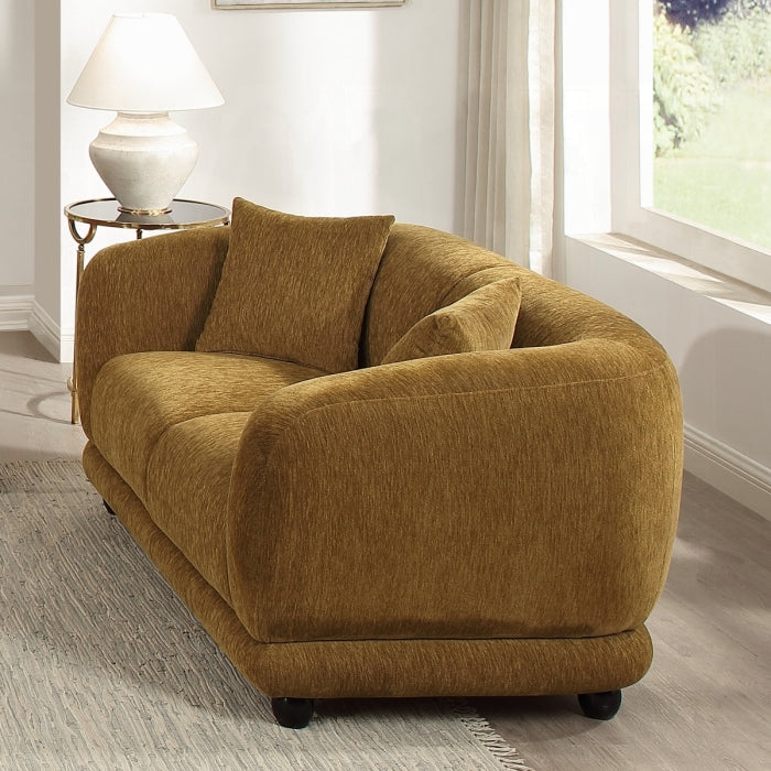 Acme Lennox Brown Chenille Fabric Rounded Back Sofa and Love Seat Set – LV07530-31