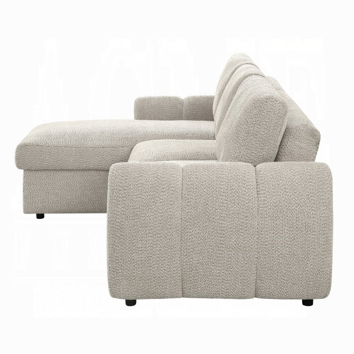Acme Nuriel Beige Boucle Fabric 94" Sectional Sofa with Reversible Chaise Sleeper – LV07550
