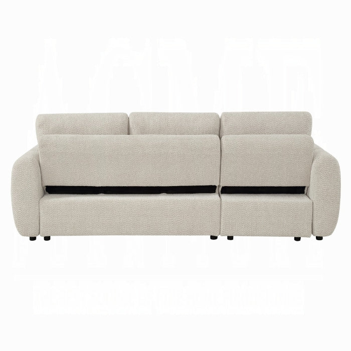 Acme Nuriel Beige Boucle Fabric 94" Sectional Sofa with Reversible Chaise Sleeper – LV07550