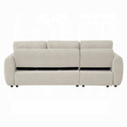 Acme Nuriel Beige Boucle Fabric 94" Sectional Sofa with Reversible Chaise Sleeper – LV07550