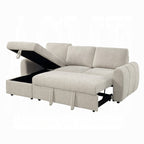 Acme Nuriel Beige Boucle Fabric 94" Sectional Sofa with Reversible Chaise Sleeper – LV07550