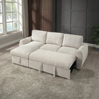 Acme Nuriel Beige Boucle Fabric 94" Sectional Sofa with Reversible Chaise Sleeper – LV07550
