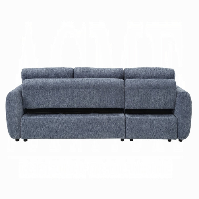 Acme Nuriel Blue Boucle Fabric 94" Sectional Sofa with Reversible Chaise Sleeper – LV07560