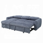 Acme Nuriel Blue Boucle Fabric 94" Sectional Sofa with Reversible Chaise Sleeper – LV07560