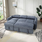 Acme Nuriel Blue Boucle Fabric 94" Sectional Sofa with Reversible Chaise Sleeper – LV07560