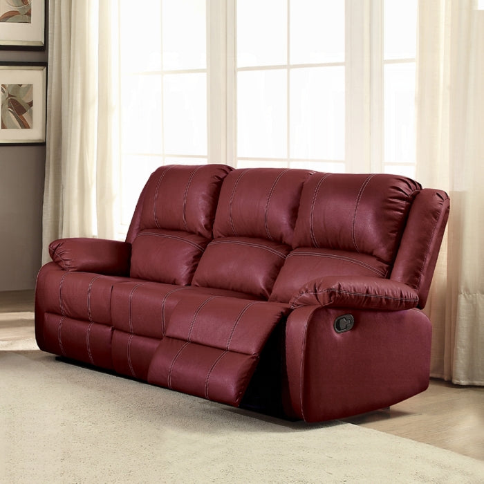 Acme LV52150-51 2 pc Zuriel red leather gel sofa and love seat set with recliner ends