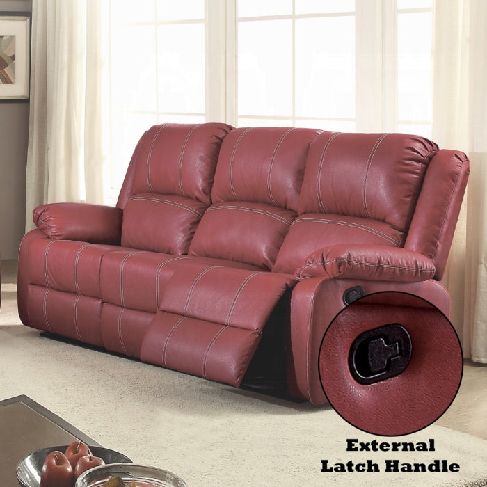 Acme LV52150-51 2 pc Zuriel red leather gel sofa and love seat set with recliner ends