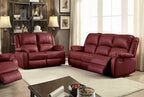 Acme LV52150-51 2 pc Zuriel red leather gel sofa and love seat set with recliner ends