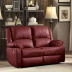 Acme LV52150-51 2 pc Zuriel red leather gel sofa and love seat set with recliner ends