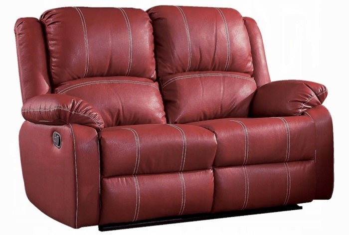 Acme LV52150-51 2 pc Zuriel red leather gel sofa and love seat set with recliner ends