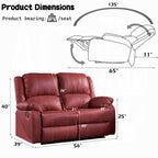 Acme LV52150-51 2 pc Zuriel red leather gel sofa and love seat set with recliner ends