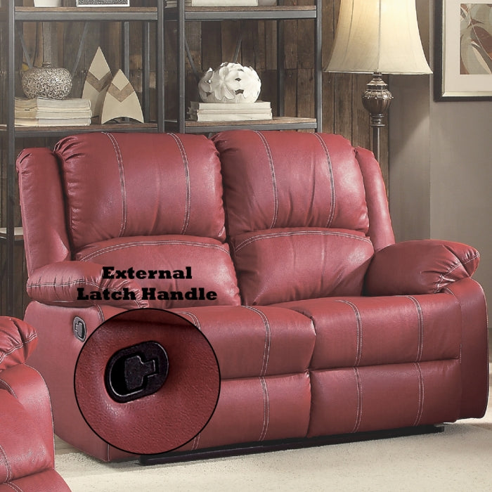Acme LV52150-51 2 pc Zuriel red leather gel sofa and love seat set with recliner ends