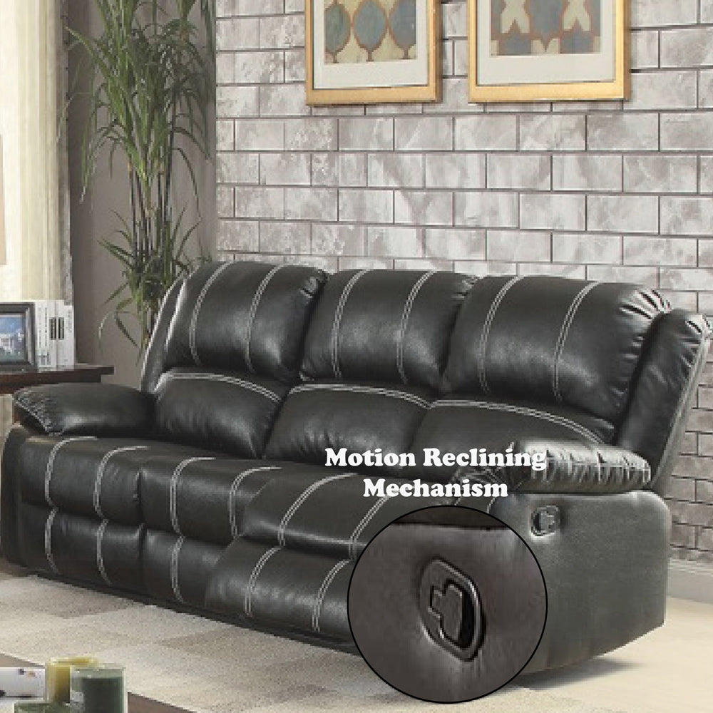 Acme LV52285-86 2 pc Zuriel black leather gel sofa and love seat set with recliner ends