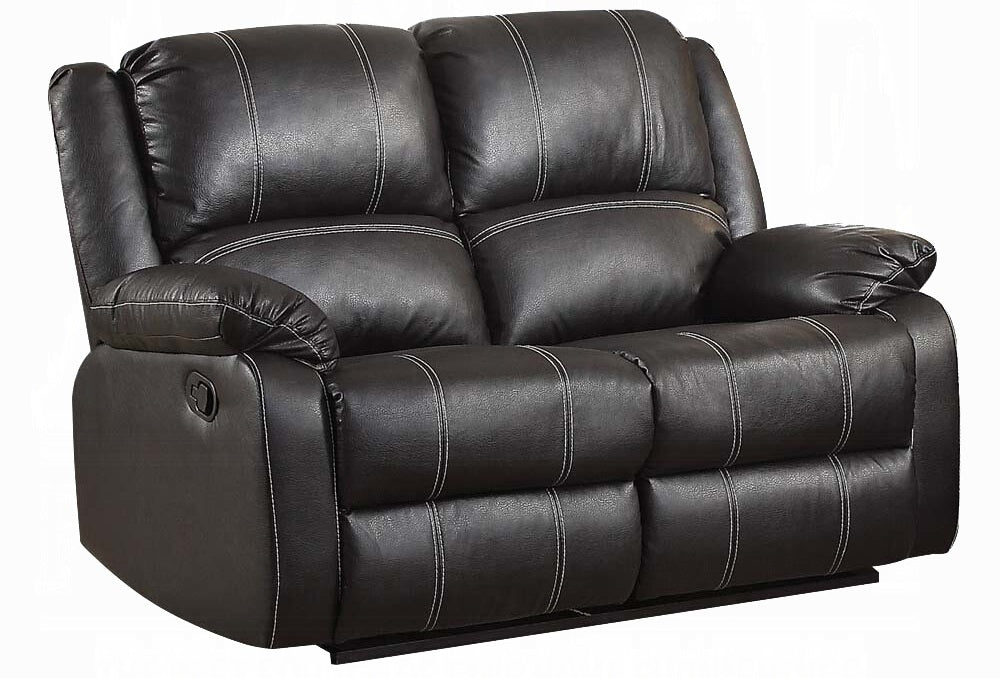 Acme LV52285-86 2 pc Zuriel black leather gel sofa and love seat set with recliner ends