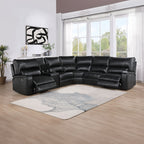 Acme LV54150 6 pc Saul euro black leather-aire sectional sofa with power recliners USB ports