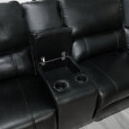 Acme LV54150 6 pc Saul euro black leather-aire sectional sofa with power recliners USB ports