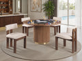FM-GM700BR-T-5PC 5 pc Frascone brown finish wood 52" round poker game / dining table set
