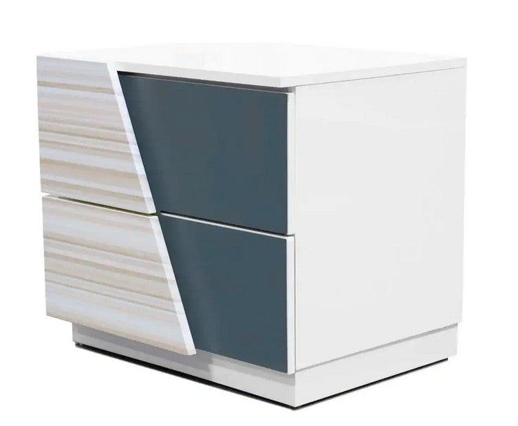 Best Master Manchester-NS Manchester zebra gray lacquer finish wood modern style nightstand
