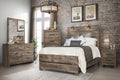 00-6303-4PC 4 pc Misty lodge rustic reclaimed brown finish wood queen bed set lighted headboard accents