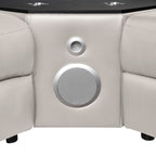 7 pc Nova grey faux leather power motion sectional sofa with pop up bar refrigerator bluetooth and LED