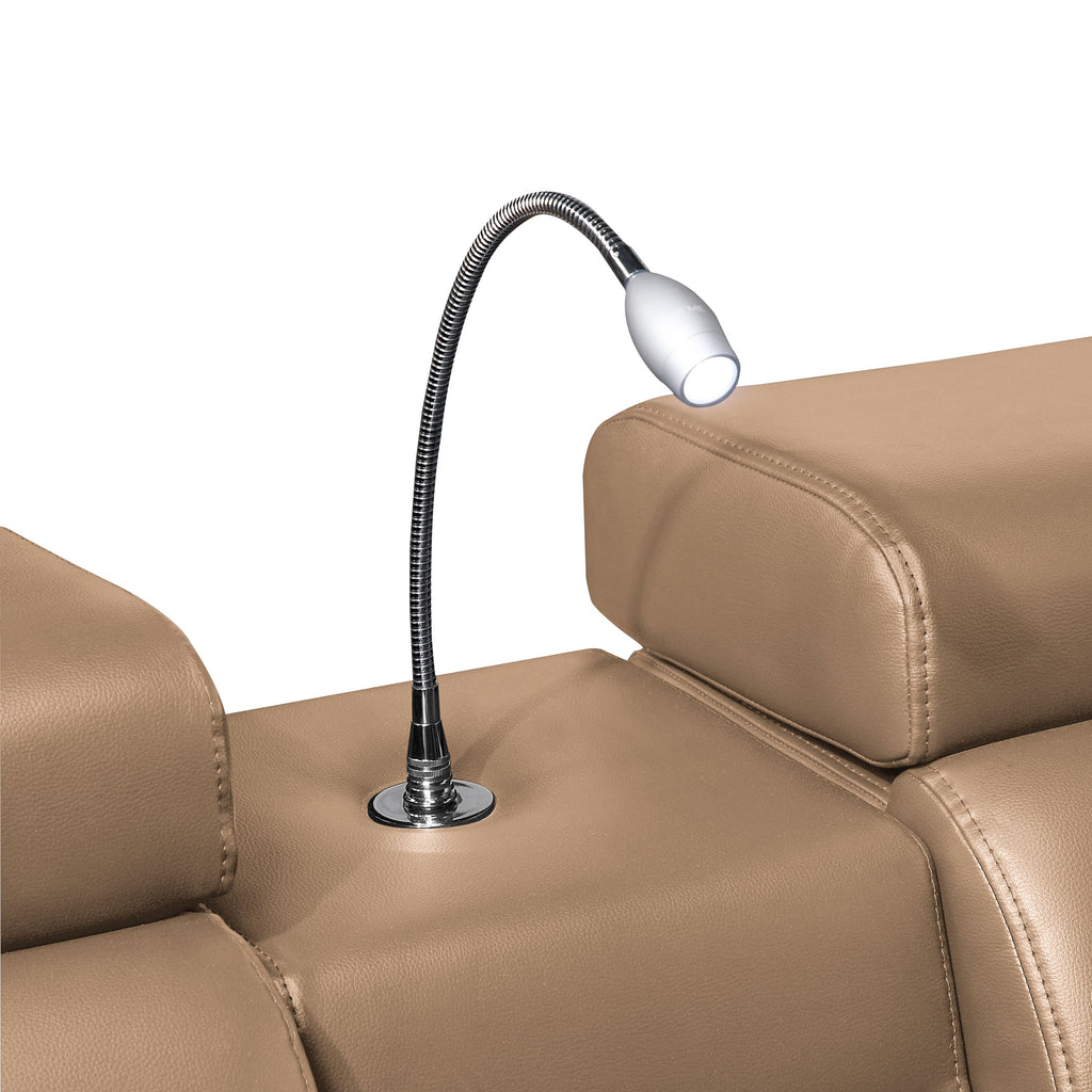 7 pc Nova caramel faux leather power motion sectional sofa with pop up bar refrigerator bluetooth and LED