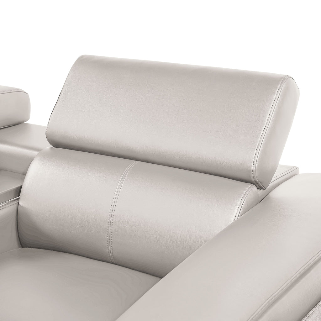 7 pc Nova grey faux leather power motion sectional sofa with pop up bar refrigerator bluetooth and LED