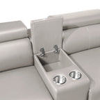 7 pc Nova grey faux leather power motion sectional sofa with pop up bar refrigerator bluetooth and LED