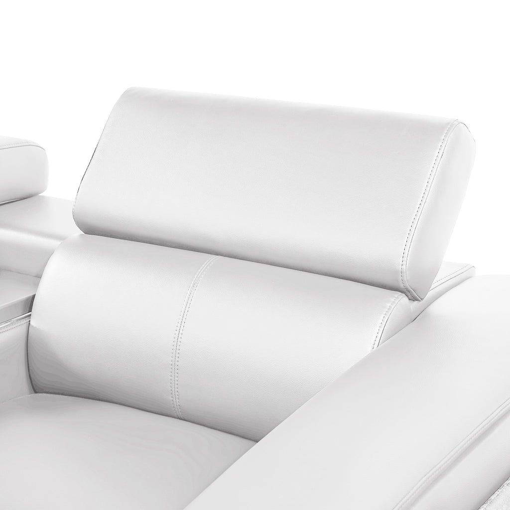 7 pc Nova ice faux leather power motion sectional sofa with pop up bar refrigerator bluetooth and LED