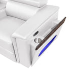 7 pc Nova ice faux leather power motion sectional sofa with pop up bar refrigerator bluetooth and LED