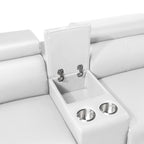 7 pc Nova ice faux leather power motion sectional sofa with pop up bar refrigerator bluetooth and LED