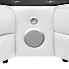 7 pc Nova ice faux leather power motion sectional sofa with pop up bar refrigerator bluetooth and LED