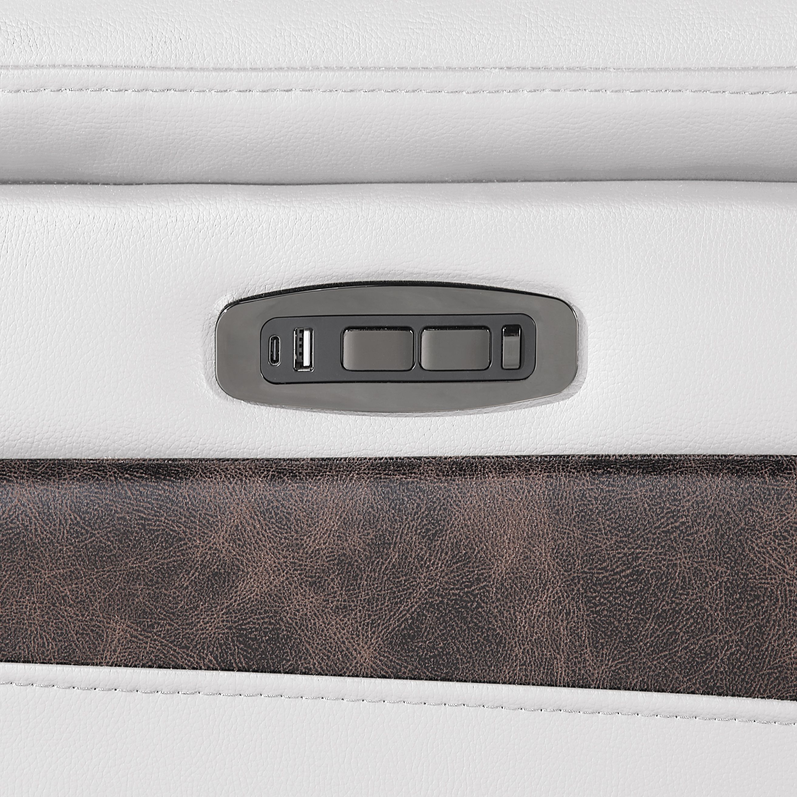 7 pc Nova ice faux leather power motion sectional sofa with pop up bar refrigerator bluetooth and LED