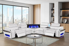 Nova Ice Faux Leather Power Motion Sectional Sofa with Pop-Up Bar, Refrigerator, Bluetooth & LED – Nova-ice-SECT