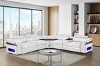 Nova Ice Faux Leather Power Motion Sectional Sofa with Pop-Up Bar, Refrigerator, Bluetooth & LED – Nova-ice-SECT
