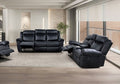 NX6001BK-2PC 2 pc Agata black leather like fabric sofa and love seat recliner ends with cup console