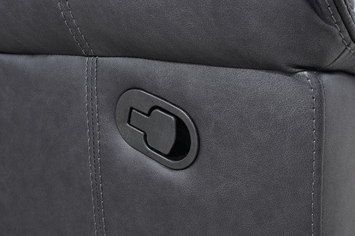 NX6001BK-2PC 2 pc Agata black leather like fabric sofa and love seat recliner ends with cup console