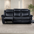 NX6001BK-2PC 2 pc Agata black leather like fabric sofa and love seat recliner ends with cup console