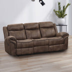 NX6001BR-2PC 2 pc Agata brown leather like fabric sofa and love seat recliner ends with cup console